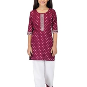 PAVITRA Girls Cotton Stylish Floral Print Ethnic Kurta Sharara Set for Kids
