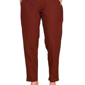 Moirai Cotton Women Trouser Pants Regular Fit Straight Casual Kurti Pants Daily Formal Office Use