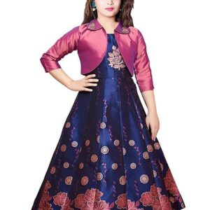 White Button New Jacket Latest Kids Gown for Girls Maxi Dress