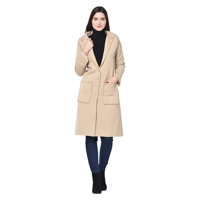 Trendif Women's Solid Overcoat for Winter Light Color