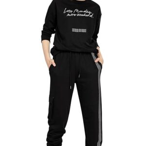 ZEYO Women's Cotton Track Suit Typography Printed Sweatshirt Co-ords Set 5821