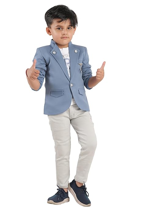 STAR MARKS Boys Cotton Blazer Set with T-Shirt & Pant