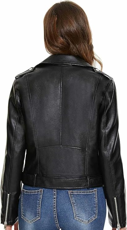 Leather Jacket for women biker black For Winter - Image 2