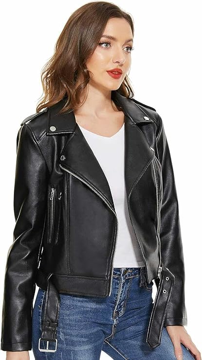 Leather Jacket for women biker black For Winter - Image 3