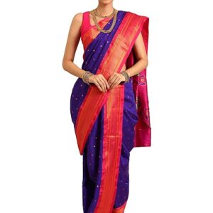 Varkala Silk Sarees Women's Kadiyal Soft Silk Nauwari Paithani Saree With Blouse Piece
