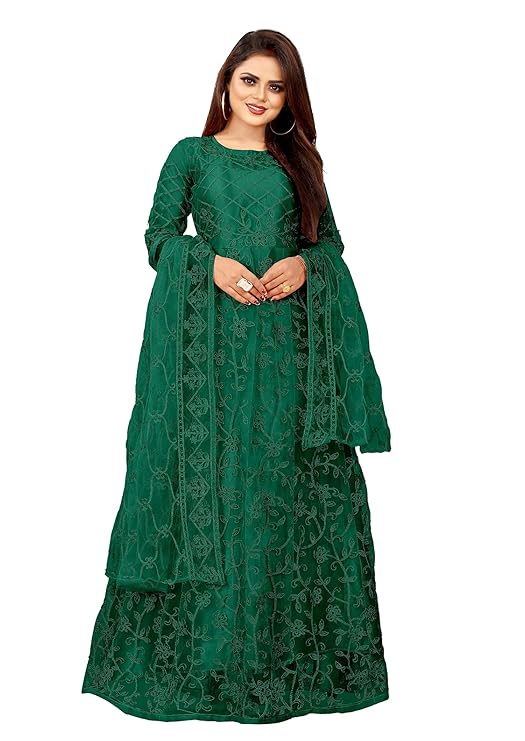 RUDRAPRAYAG Women Long Gown Green Color