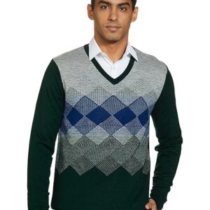 Amazon Brand - Symbol Men Acrylic LS Placement Argyle Pattern Pullover Sweater
